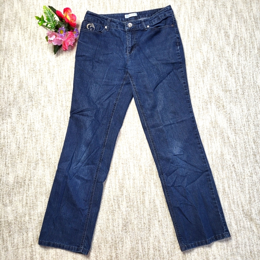 Christopher & Banks embellished boot cut mid-rise jeans - Picture 1 of 10